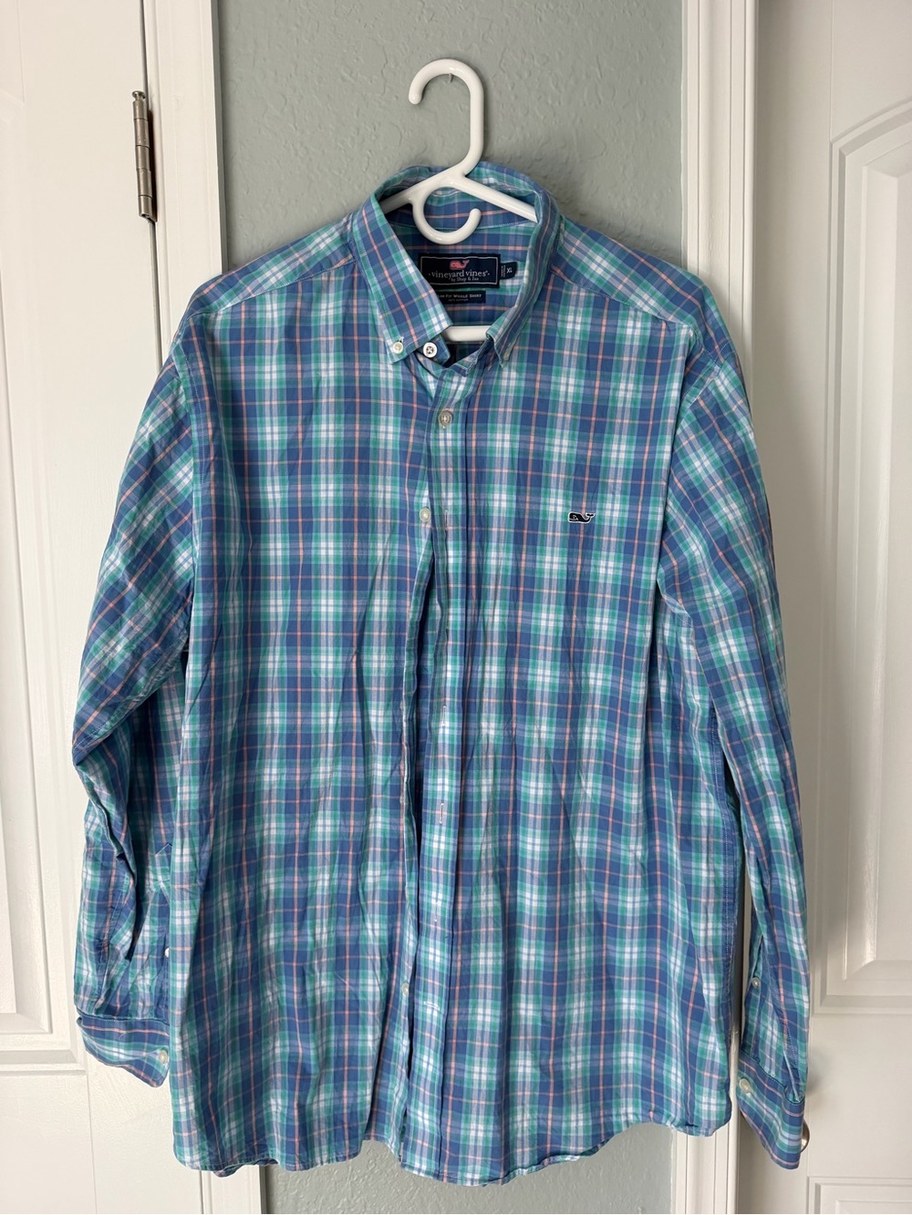 Vineyard Vines Teal and Blue Plaid Button-Down Shirt